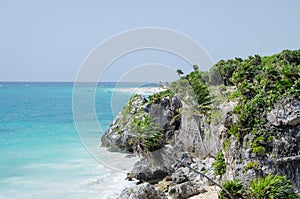 Panoramic view of idilic Caribbean beach of Tulum, Riviera Maya, Mexico