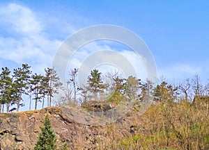 Panoramic view of idyllic mountain scenery in Czech with traditional mountain