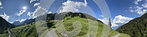 Panoramic view of the idyllic Rellstal valley (Montafon, Vorarlberg, Austria). photo