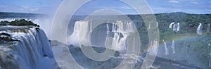 Panoramic view of Iguazu Waterfalls in Parque Nacional Iguazu, Salto Floriano, Brazil