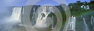 Panoramic view of Iguazu Waterfalls in Parque Nacional Iguazu, Salto Floriano, Brazil