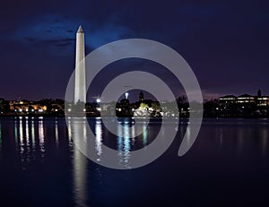 Panoramic view of illuminated Washington Monument