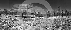 Panoramic view of Industrial Solar Panels in open countryside