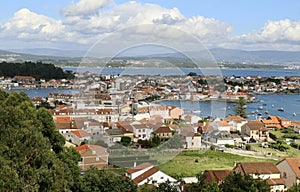 Panoramic view of the island of Arousa in Pontevedra, Spain.