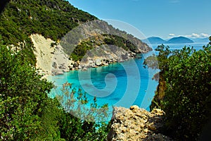 Panoramic view on the island of Lefkas in Greece