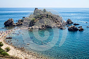 Panoramic view of Isola Bella (Beautiful island): small island n