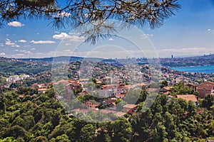 Panoramic view of Istanbul and Bosphorus from Beykoz district