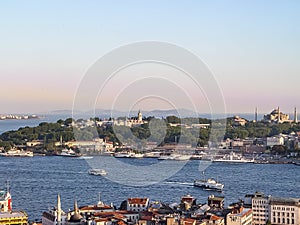 Panoramic view of Istanbul at the sunset