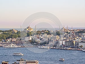 Panoramic view of Istanbul at the sunset