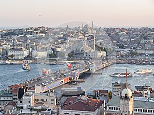 Panoramic view of Istanbul at the sunset