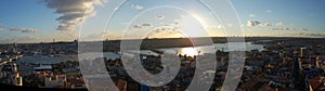 Panoramic view of Istanbul at sunset  from the Galata tower (Turkey). Bosphorus Strait photo