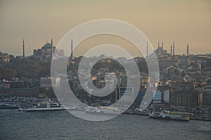 Panoramic View Istanbul Turkey Sunset