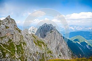 Panoramic view of Itaian Alps from Mangart saddle, Slovenia