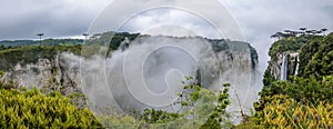 Panoramic view of Itaimbezinho Canyon with fog at Aparados da Serra National Park - Cambara do Sul, Rio Grande do Sul, Brazil