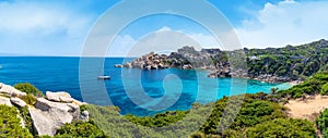 Panoramic view of the italian island Sardinia in mediterranean sea