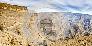 Panoramic view from Jebel Shams Mountain in Oman photo