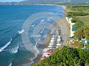 Panoramic view of Kalamaki beach in Laganas Bay