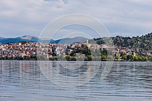 Panoramic view on the Kastoria town and Orestias Lake. Greece