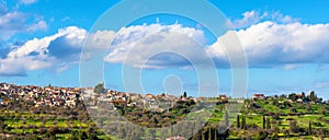 Panoramic view of Kato Lefkara village. Limassol District, Cyprus