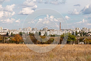 Panoramic view on Kherson from the field