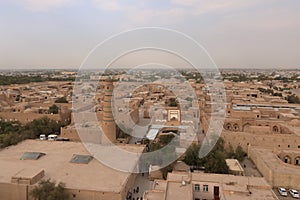 Panoramic view of Khiva Chiva, Heva, Xiva, Chiwa, Khiveh - Xorazm Province - Uzbekistan - Town on the silk road in Central Asia photo