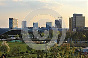 Panoramic view on Kirchberg, European district of Luxembourg city photo