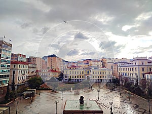 Panoramic view of Kotzia square in downtown Athens, Greece.