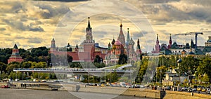 The panoramic view of Kremlin fron river Moscow.