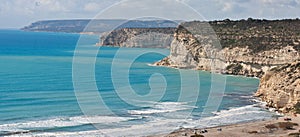 Panoramic view of Kurion Bay in Cyprus