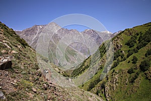 A panoramic view on the Kuro ridges in the Greater Caucasus Mountains in Georgia