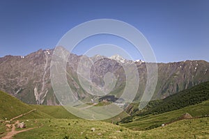 A panoramic view on the Kuro ridges in the Greater Caucasus Mountains in Georgia