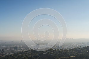 Panoramic view of LA downtown and suburbs from the beautiful Griffith Observatory in Los Angeles