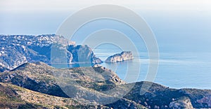 Panoramic view of La Nao cape in Javea, Spain. View from Cumbre del Sol Mountain photo
