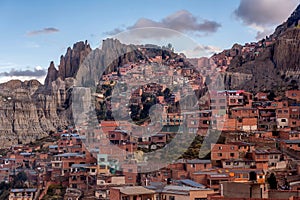 Panoramic view of La Paz slums, Bolivia