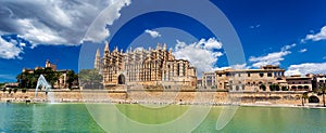 Panoramic view of La Seu - Cathedral of Santa Maria of Palma, Palma de Mallorca