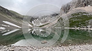 Panoramic view of Lago di Pilato, between the regions Umbria and Marche