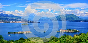 Panoramic view of Lago Maggiore lake, Italy photo