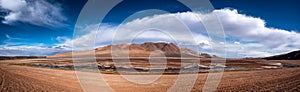 Panoramic view of lagoon in Salar de Tara, Atacama desert, Chile