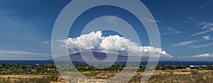 Panoramic view of Lahaina and the island of Lanai, Maui, Hawaii