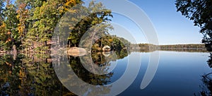 Panoramic View of Lake in Autumn