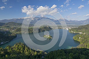 Panoramic view of Lake Bled from Little Osojnica Hill, Slovenia