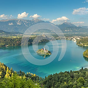 Panoramic view of Lake Bled, Slovenia