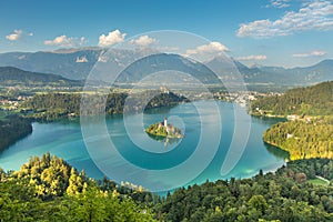 Panoramic view of Lake Bled, Slovenia