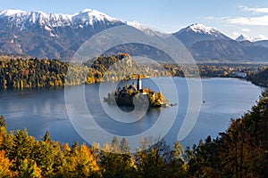 Panoramic view of Lake Bled, Slovenia