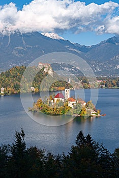 Panoramic view of Lake Bled, Slovenia