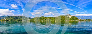 Panoramic view of Lake Bled in Slovenia