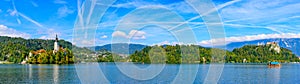 Panoramic view of Lake Bled in Slovenia