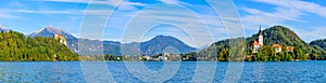 Panoramic view of Lake Bled in Slovenia