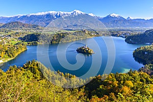 Panoramic view of Lake Bled, Slovenia