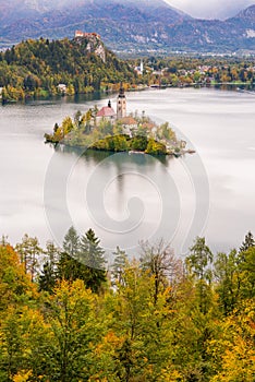 Panoramic view of Lake Bled, Slovenia